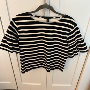 J Crew Black and White Stripe Top XS